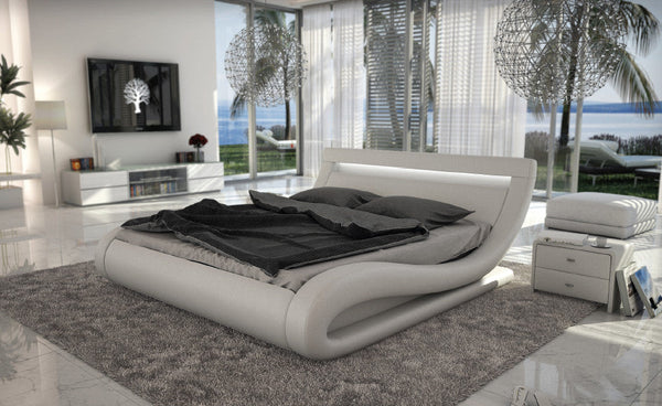 Queen Corsica Contemporary White Bed With Headboard LightsVig Furniture Model VGINCORSICA-Q ID 15719 UPC 840729126847 catch