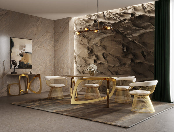 Modrest Colton Modern Brown & Gold Dining Table - MONAVILLA