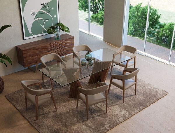 Modrest Corbin Modern Walnut & Glass Dining Table - MONAVILLA