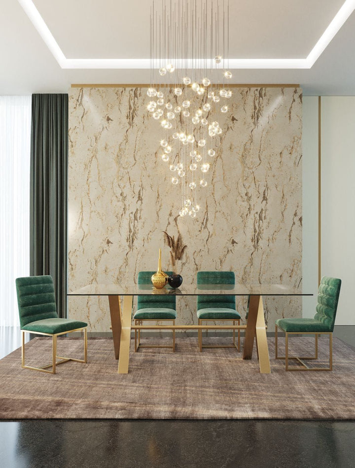 Modrest Dandy Modern Golden & 15mm Glass Dining Table - MONAVILLA