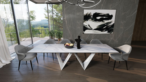 Modrest Fritz Modern White Ceramic Dining Table - MONAVILLA