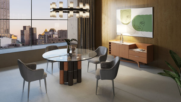 Modrest Greta Modern Glass & Walnut Dining Table - MONAVILLA