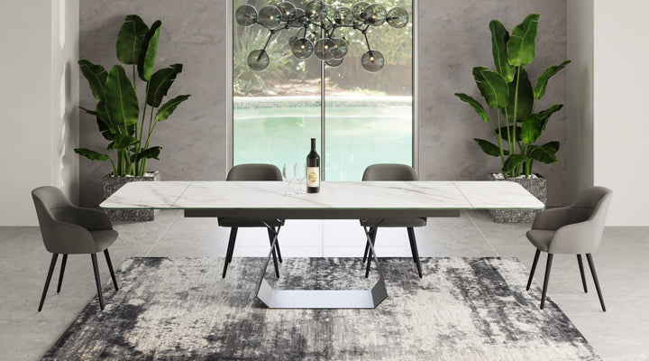 Modrest Howell Modern White Ceramic Extendable Dining Table - MONAVILLA