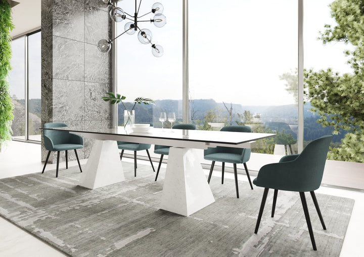 Modrest Latrobe Modern Extendable Quartz Stone & Glass Dining Table - MONAVILLA