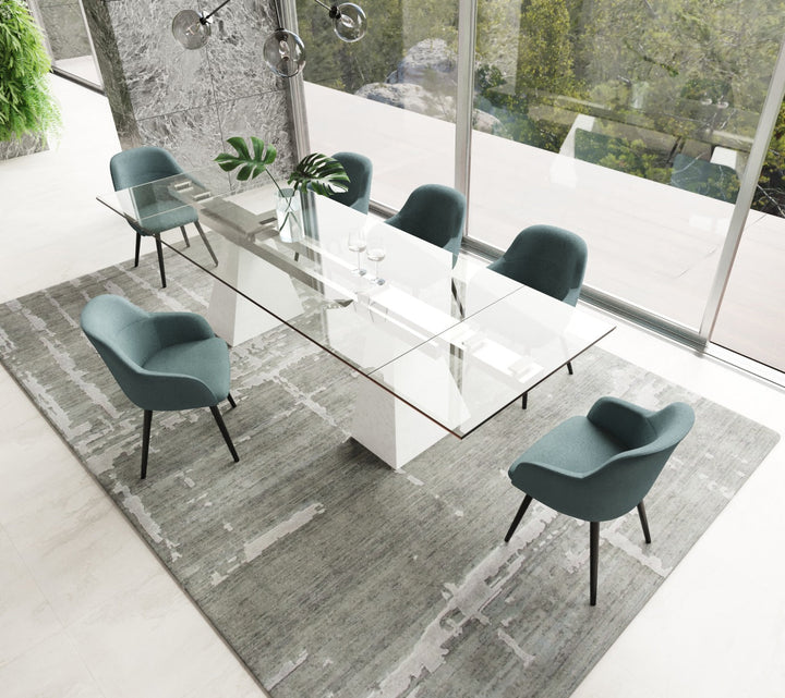 Modrest Latrobe Modern Extendable Quartz Stone & Glass Dining Table - MONAVILLA