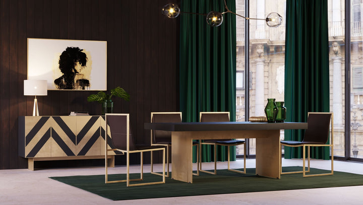Modrest Perret Glam Black Ash & Brushed Brass Modern Buffet - MONAVILLA