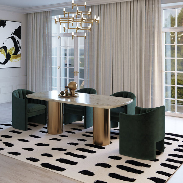 Modrest Rocky Glam White Marble & Brush Gold Dining Table - MONAVILLA