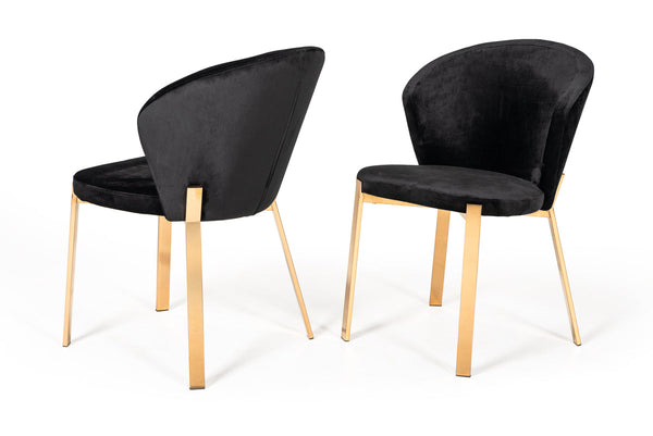 Modrest Nadia Modern Black Velvet & Rosegold Dining Chair (Set of 2) - MONAVILLA