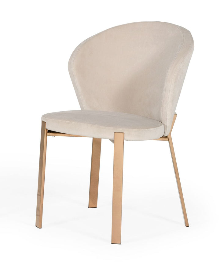 Modrest Nadia Modern Beige Velvet & Rosegold Dining Chair (Set of 2) - MONAVILLA