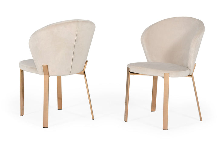 Modrest Nadia Modern Beige Velvet & Rosegold Dining Chair (Set of 2) - MONAVILLA