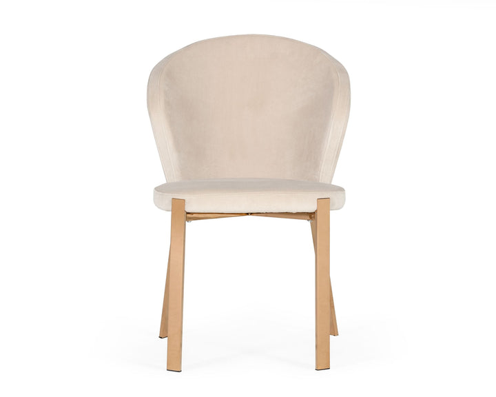 Modrest Nadia Modern Beige Velvet & Rosegold Dining Chair (Set of 2) - MONAVILLA