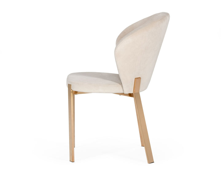 Modrest Nadia Modern Beige Velvet & Rosegold Dining Chair (Set of 2) - MONAVILLA