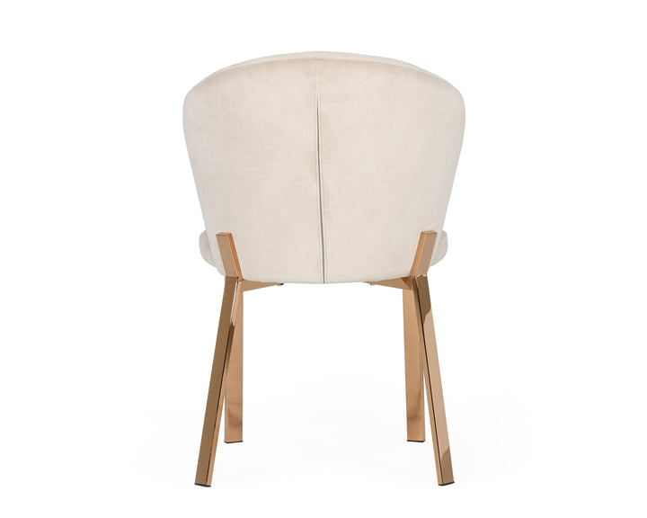 Modrest Nadia Modern Beige Velvet & Rosegold Dining Chair (Set of 2) - MONAVILLA