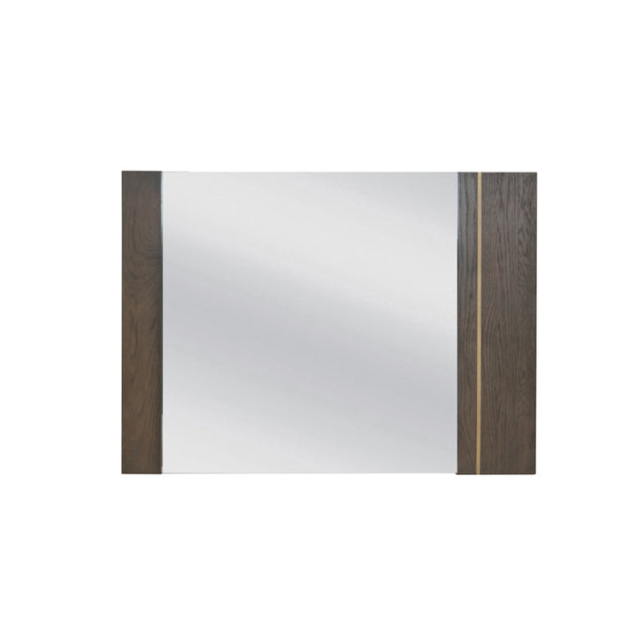 Modrest Novak Modern Dark Oak & Antique Brass Mirror - MONAVILLA