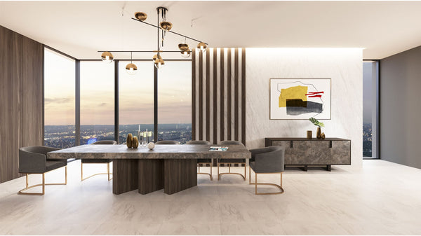 Nova Domus Amsterdam Modern Grey Volcano & Eucalyptus Oak Dining Table - MONAVILLA