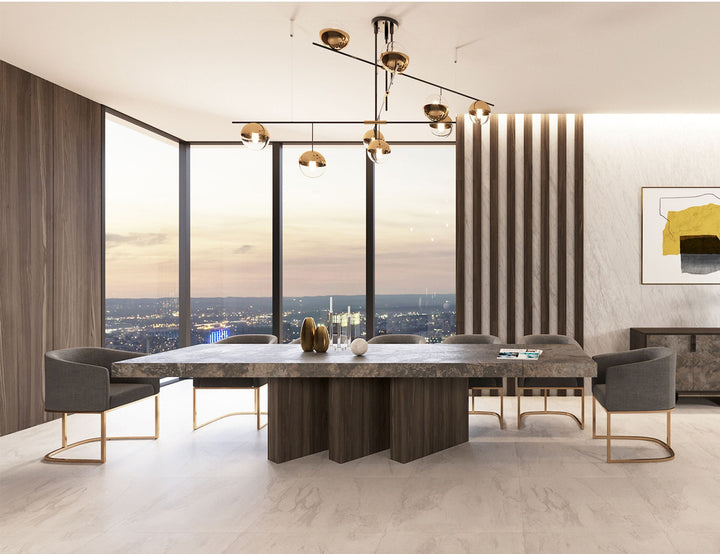 Nova Domus Amsterdam Modern Grey Volcano & Eucalyptus Oak Dining Table - MONAVILLA