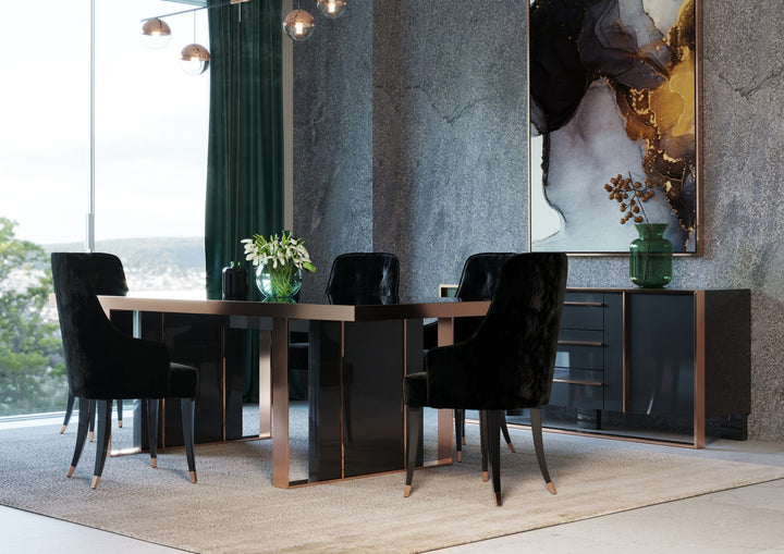 Nova Domus Cartier Modern Black & Rosegold Dining Table - MONAVILLA