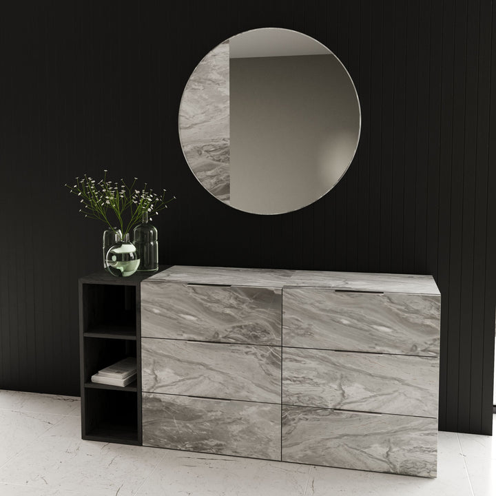 Nova Domus Maranello Modern Grey Wash & Faux Marble Dresser - MONAVILLA
