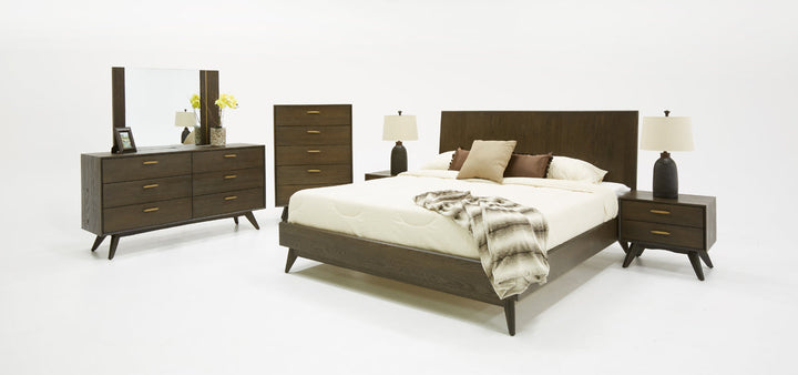 Modrest Novak Modern Dark Oak & Antique Brass Mirror - MONAVILLA