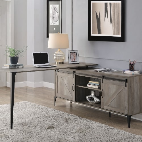 ACME Zakwani Gray Oak & Black Finish Writing Desk Model OF00001 - MONAVILLA
