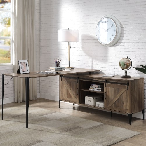ACME Zakwani Rustic Oak & Black Finish Writing Desk Model OF00002 - MONAVILLA