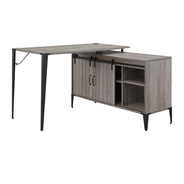 ACME Zakwani Gray Oak & Black Finish Writing Desk Model OF00009 - MONAVILLA