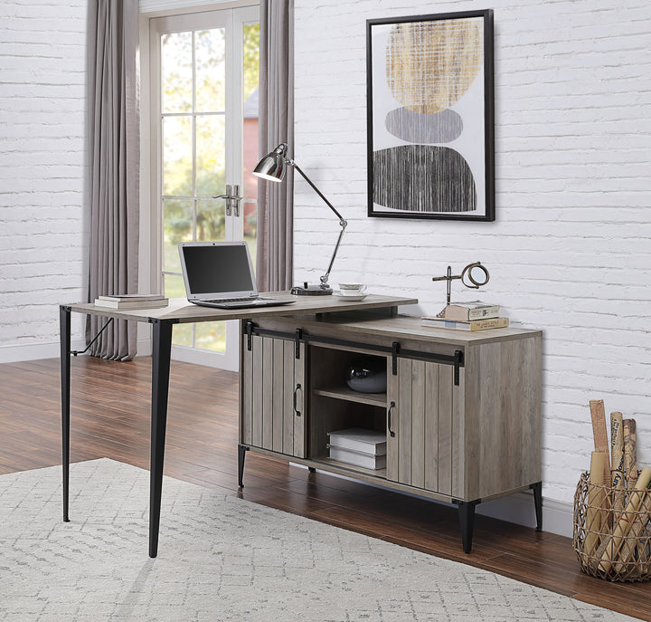 ACME Zakwani Gray Oak & Black Finish Writing Desk Model OF00009 - MONAVILLA
