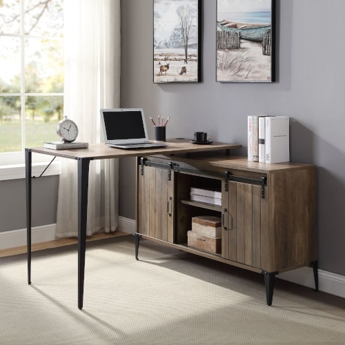 ACME Zakwani Rustic Oak & Black Finish Writing Desk Model OF00010 - MONAVILLA