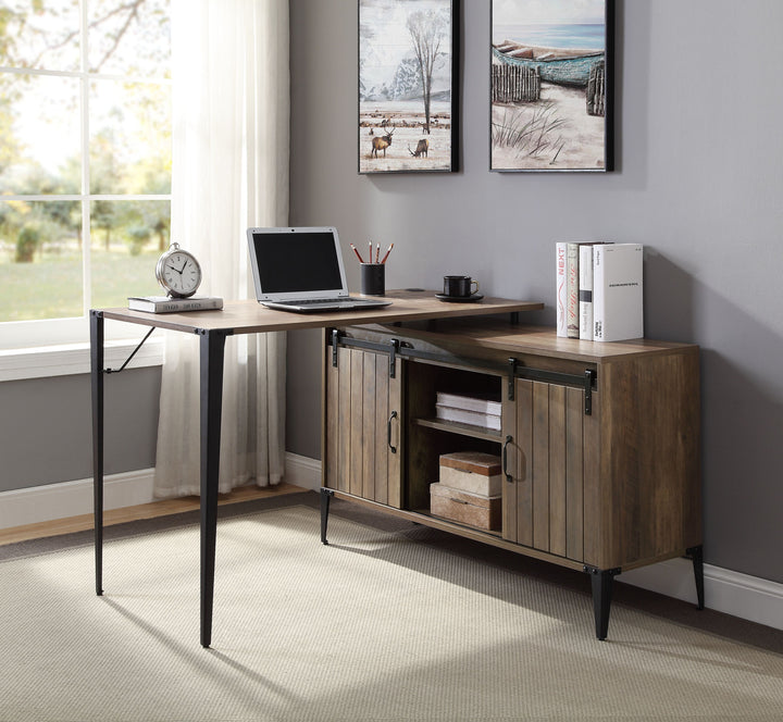 ACME Zakwani Rustic Oak & Black Finish Writing Desk Model OF00012 - MONAVILLA