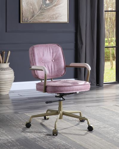 ACME Siecross Pink Top Grain Leather Office Chair Model OF00400 - MONAVILLA