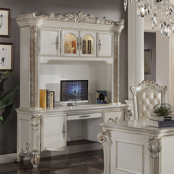 ACME Vendome Antique Pearl Finish Vendome Computer Desk & Hutch Model OF01519 - MONAVILLA