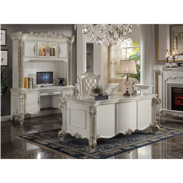ACME Vendome Antique Pearl Finish Vendome Computer Desk & Hutch Model OF01519 - MONAVILLA
