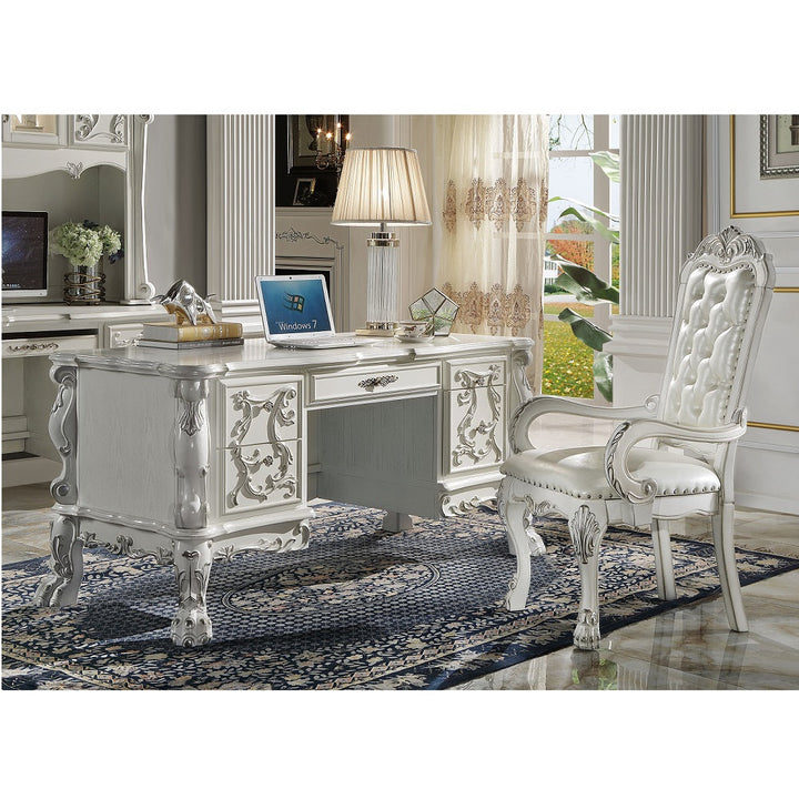 ACME Dresden PU & Bone White Finish Dresden Executive Office Chair Model OF01716 - MONAVILLA