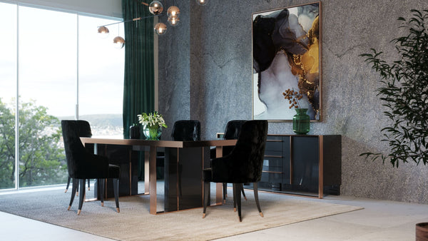Nova Domus Cartier Modern Black & Rosegold Dining Table - MONAVILLA