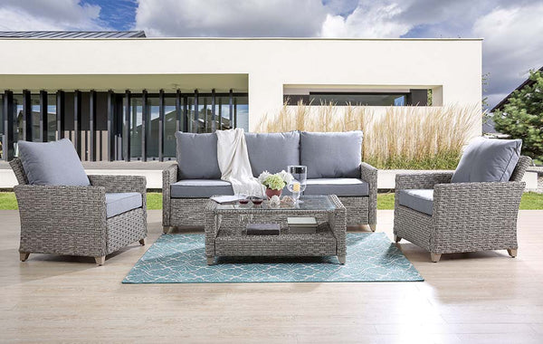 ACME Greeley Gray Fabric & Gray Finish Patio Set Model OT01090