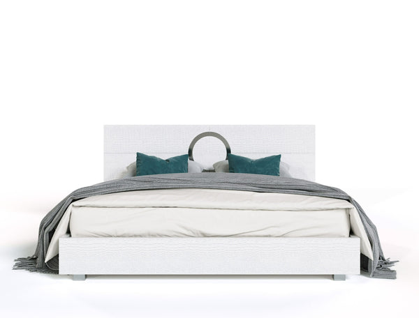 A&X Ovidius Modern White Crocodile Lacquer Bed