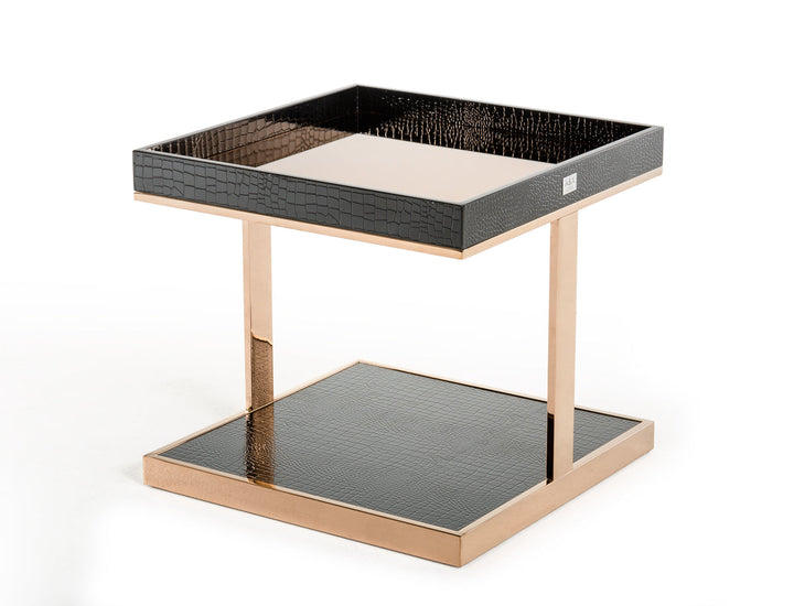 A&X Padua Modern Large Black & Rosegold End Table - MONAVILLA