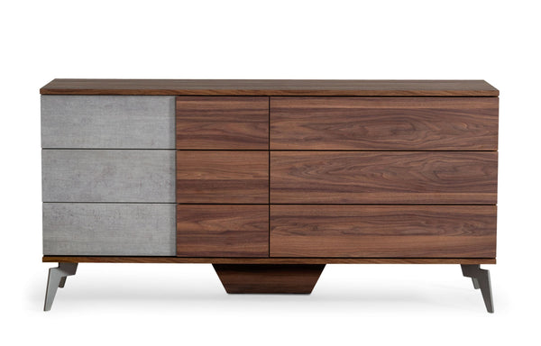 Nova Domus Palermo Modern Italian Faux Concrete & Walnut Dresser - MONAVILLA
