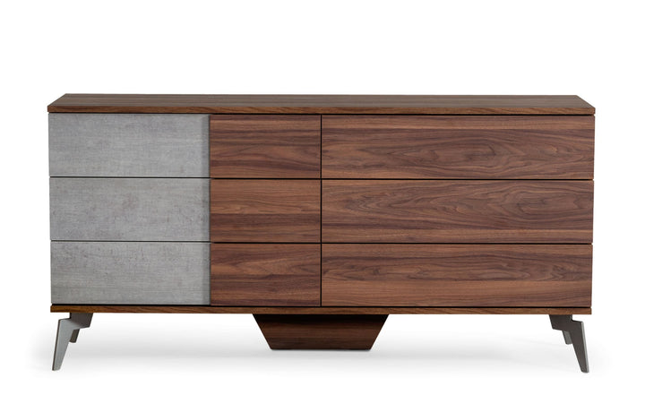 Nova Domus Palermo Modern Italian Faux Concrete & Walnut Dresser - MONAVILLA
