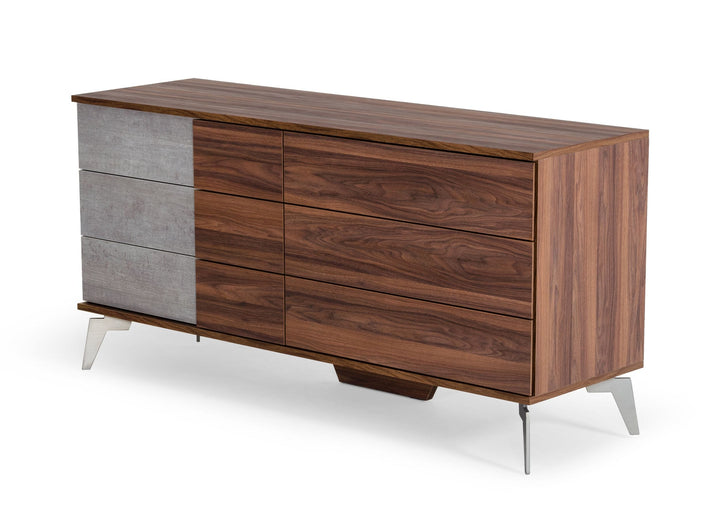 Nova Domus Palermo Modern Italian Faux Concrete & Walnut Dresser - MONAVILLA