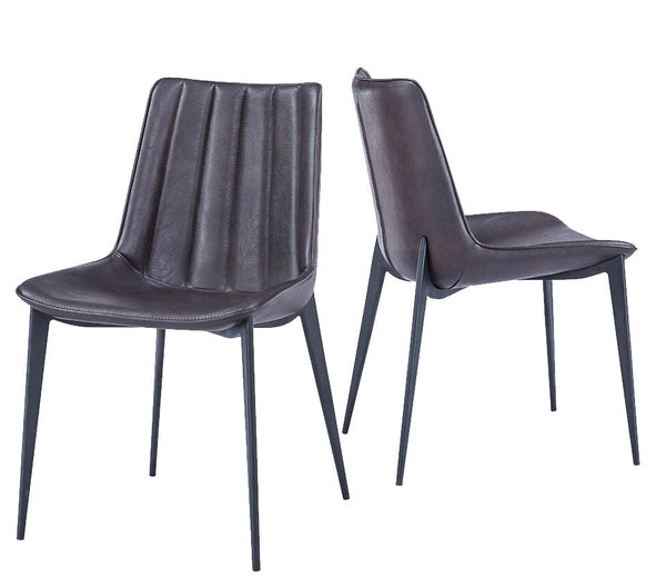 Modrest Peoria Modern Brown & Black Dining Chair (Set of 2) - MONAVILLA