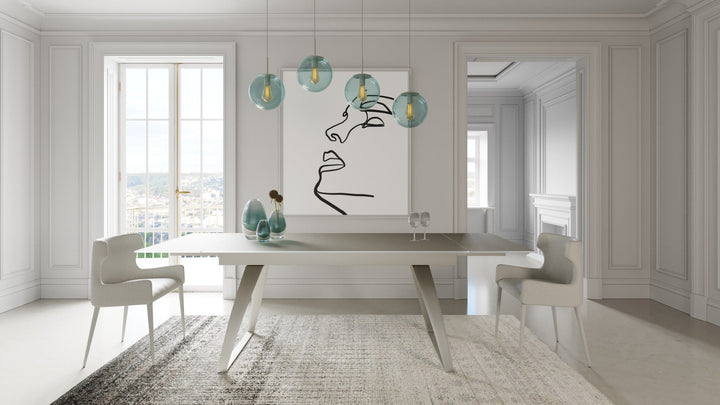 Modrest Pittson Modern Extendable Grey Glass Dining Table - MONAVILLA