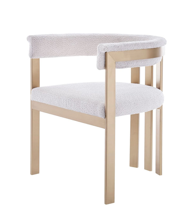 Modrest Pontiac Modern Beige Sherpa & Gold Dining Chair - MONAVILLA