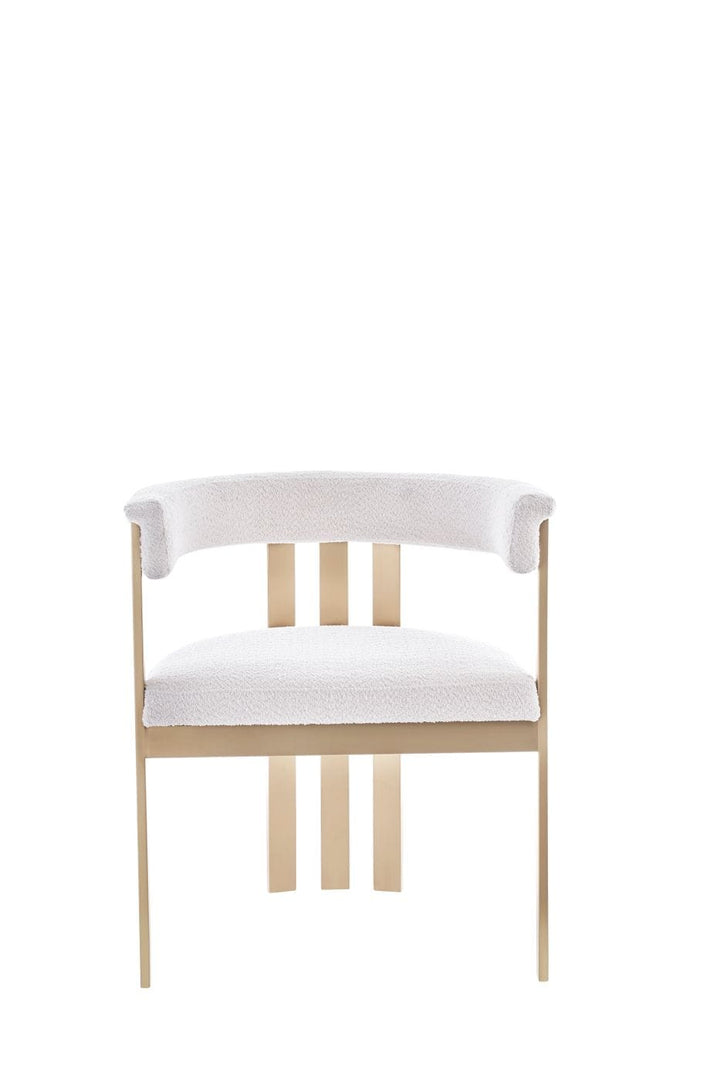 Modrest Pontiac Modern Beige Sherpa & Gold Dining Chair - MONAVILLA