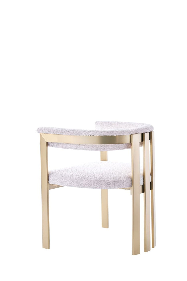 Modrest Pontiac Modern Beige Sherpa & Gold Dining Chair - MONAVILLA