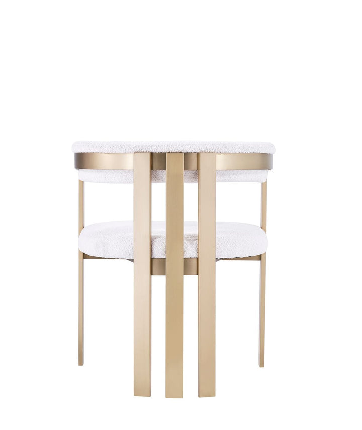 Modrest Pontiac Modern Beige Sherpa & Gold Dining Chair - MONAVILLA