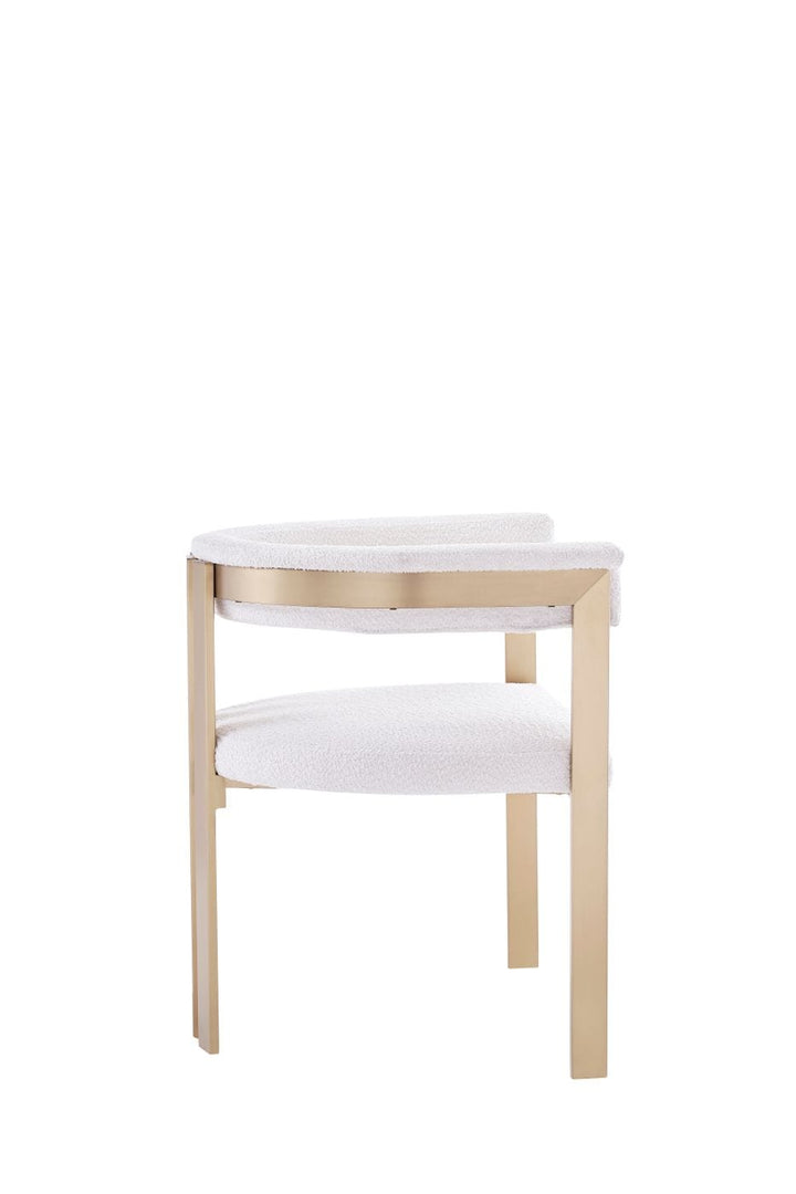 Modrest Pontiac Modern Beige Sherpa & Gold Dining Chair - MONAVILLA