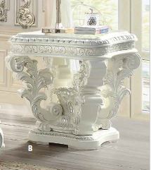 ACME Vanaheim Antique White Finish End Table Model LV00801 - MONAVILLA