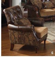 ACME Dreena 2-Tone Brown PU & Chenille Chair Model 5497 - MONAVILLA