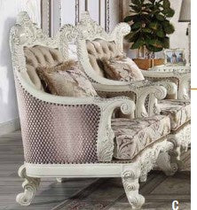 ACME Vanaheim Fabric & Antique White Finish Chair Model LV00805 - MONAVILLA